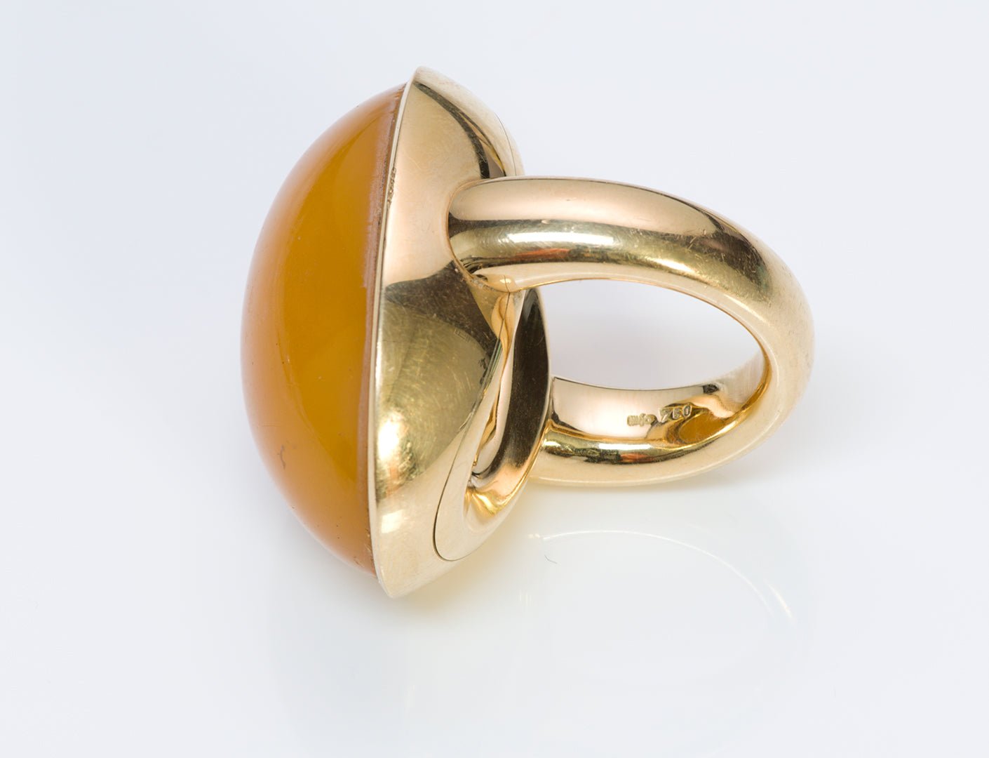 Vintage Majo Fruithof 18K Yellow Gold Amber Ring