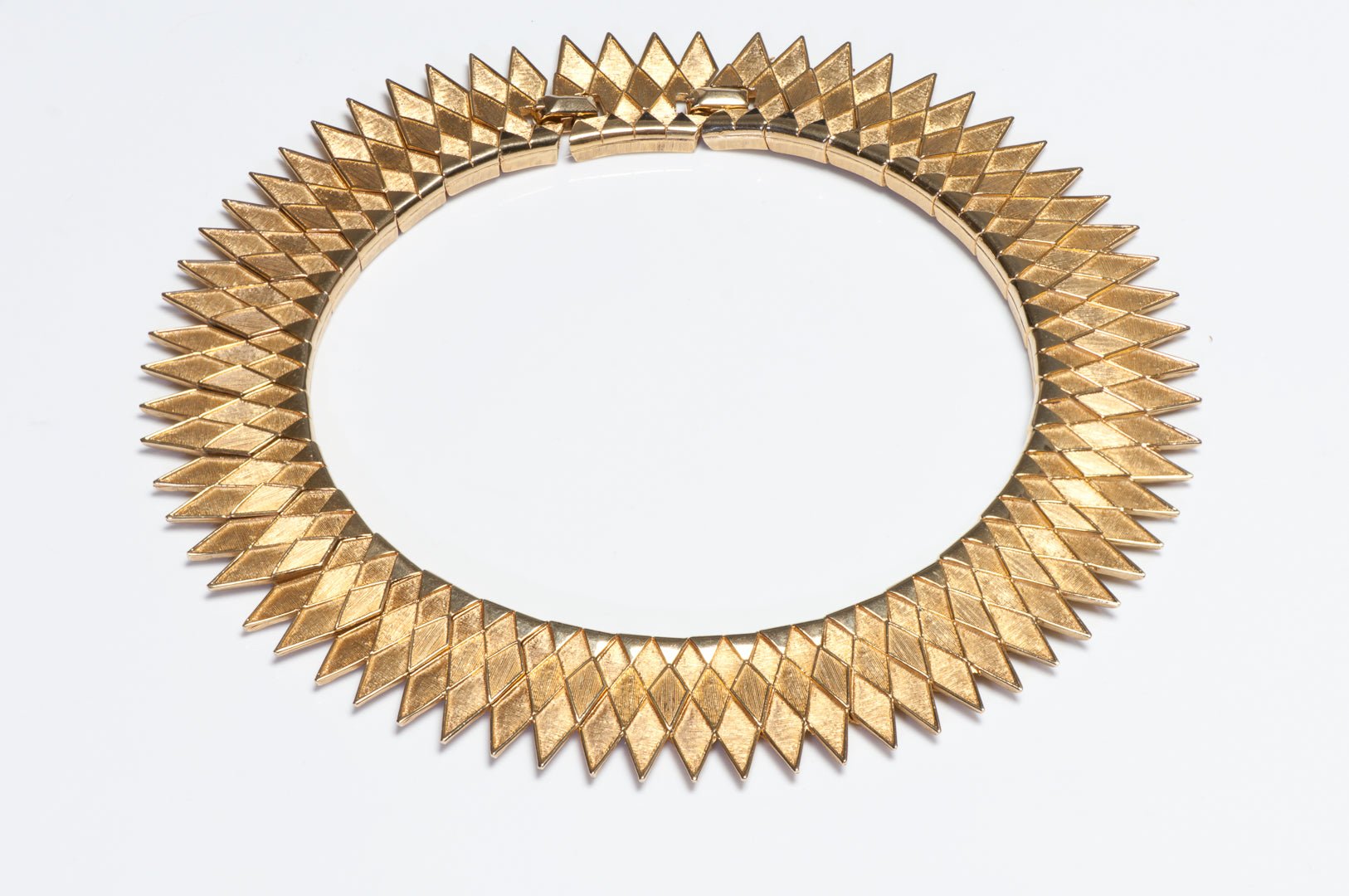 Vintage Marcel Boucher Gold Plated Egyptian Style Textured Collar Necklace