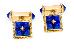 Vintage Marchak 18K Gold Lapis Cufflinks