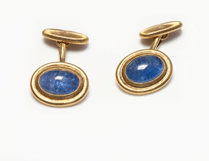 Vintage Mario Buccellati 18K Yellow Gold Sapphire Cufflinks