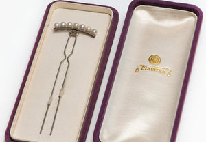 Vintage Maruka Silver Pearl Hair Ornament
