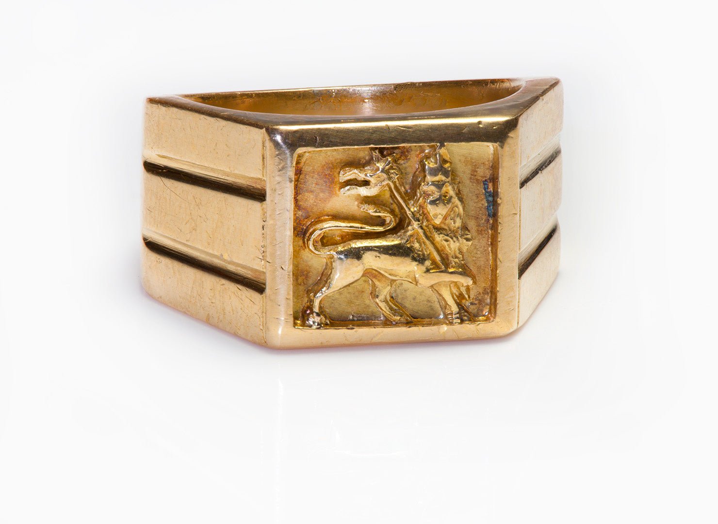 Vintage Men's 18K Gold Lion of Judah Ring