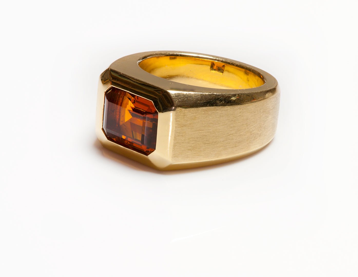 Vintage Men's 18K Yellow Gold Citrine Ring