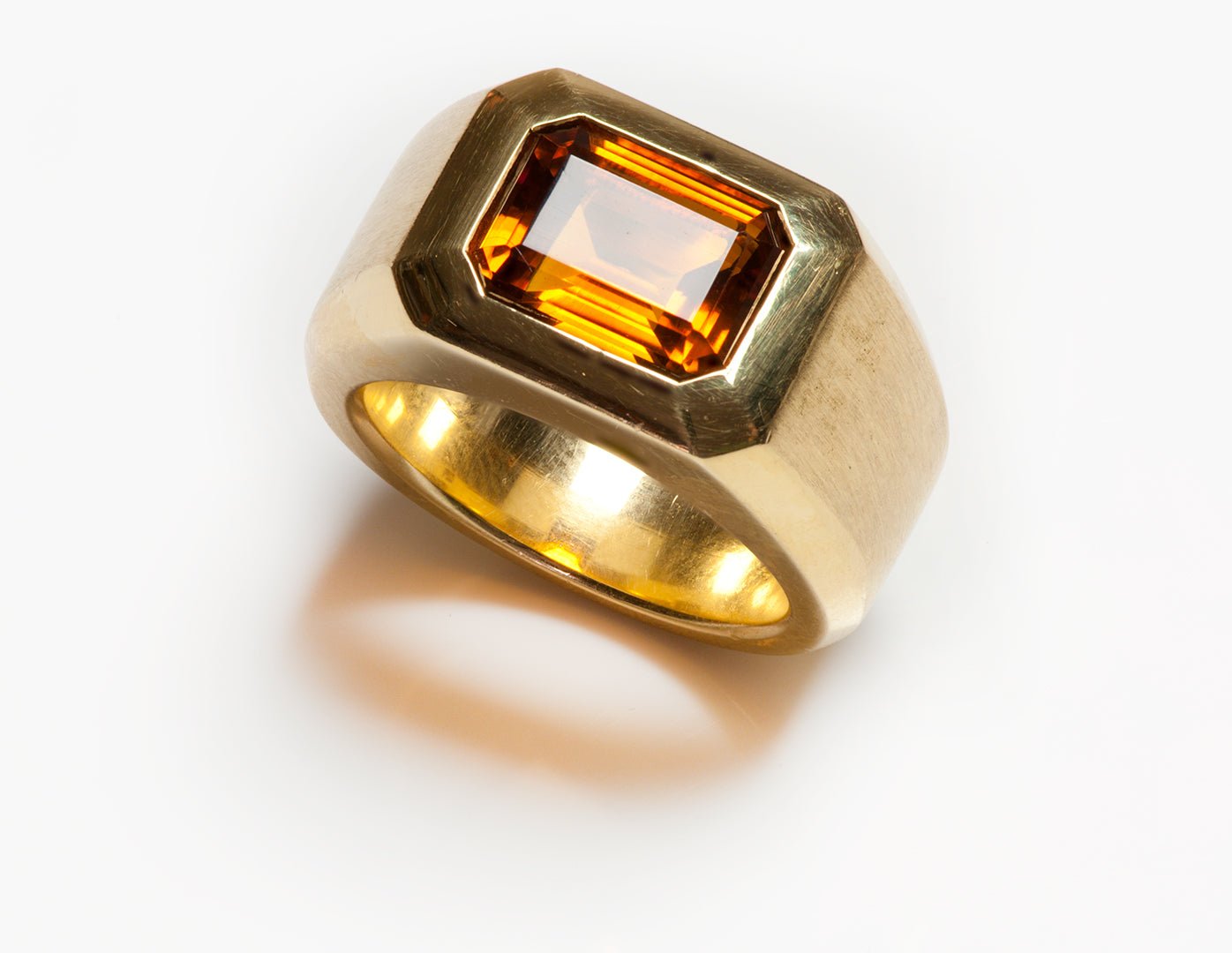Vintage Men's 18K Yellow Gold Citrine Ring