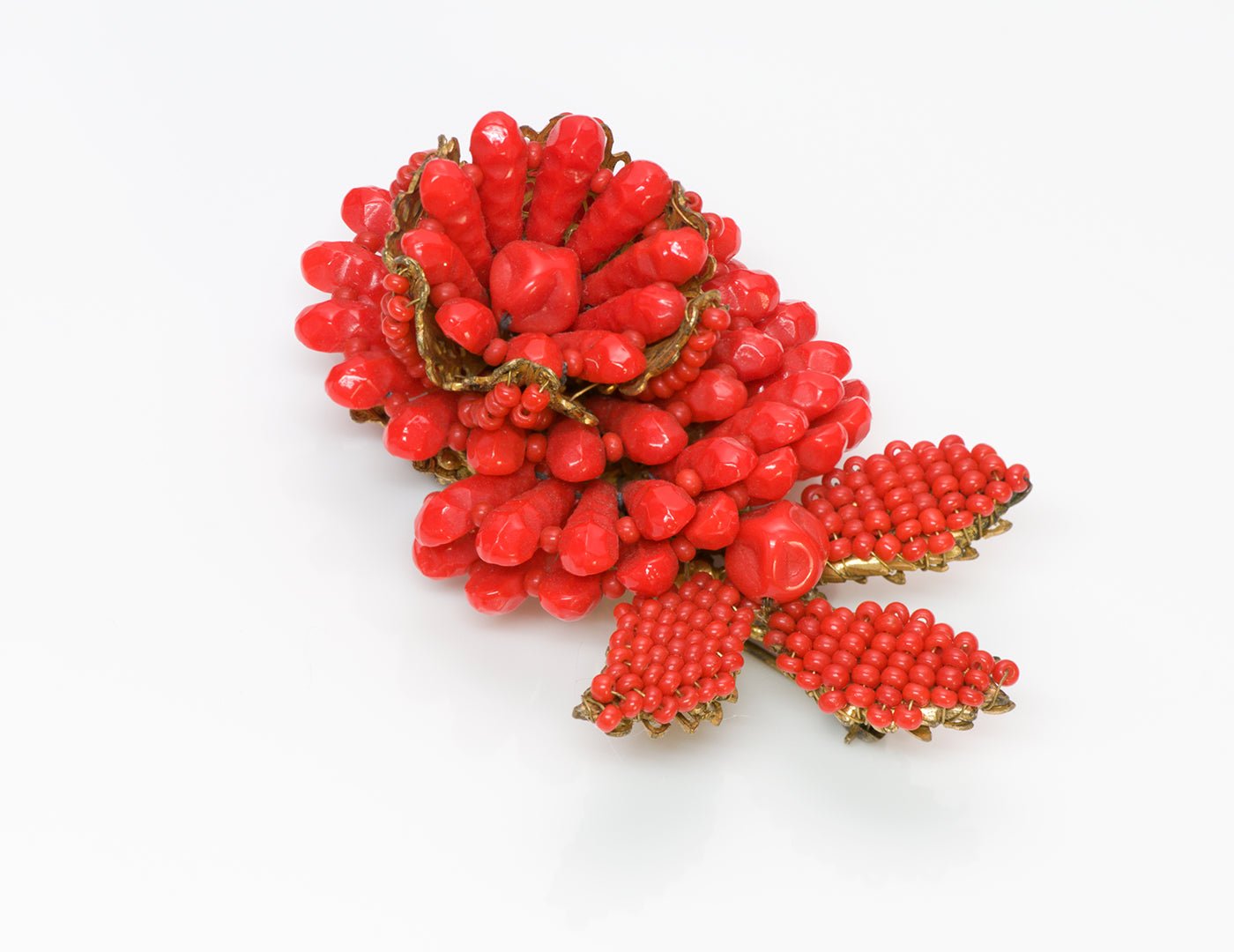 Vintage Miriam Haskell 1950’s Faux Coral Flower Brooch