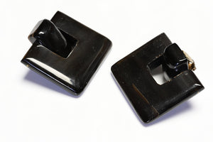 Vintage Monies Gerda Lynggard Brown Horn Door Knocker Earrings
