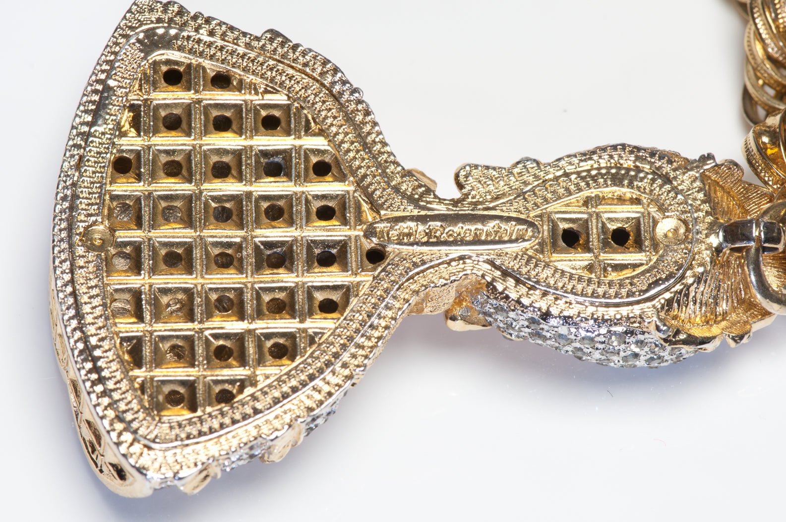 Vintage Nettie Rosenstein Crystal Queen Elizabeth Pendant Chain Necklace