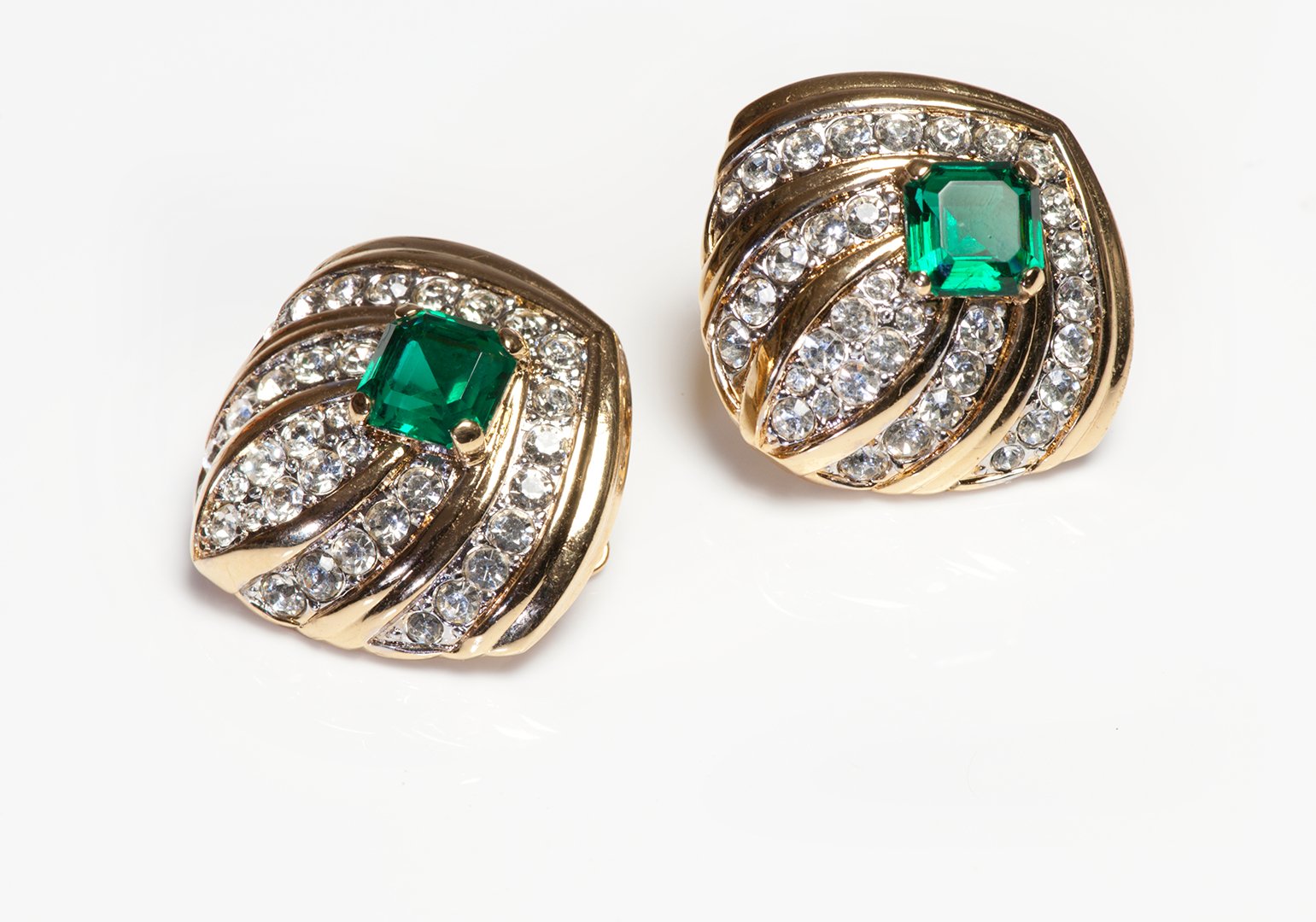 Vintage Nina Ricci Green Crystal Earrings