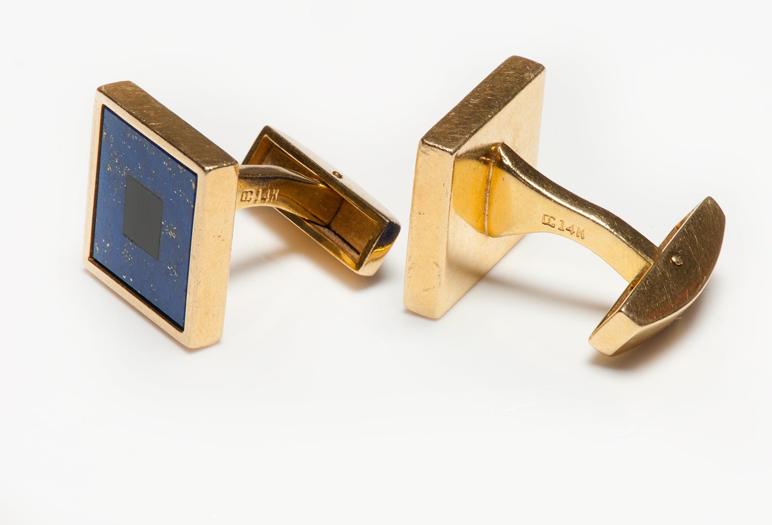 Vintage Orianne Collins Gold Inlay Lapis Onyx Cufflinks