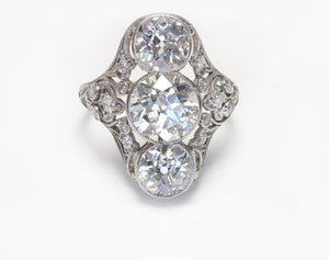 Vintage Platinum Brilliant Cut 3 Diamond Engagement Ring
