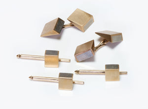 Vintage Platinum Inlaid Gold Cufflink Stud Set
