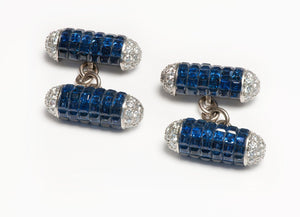 Platinum Sapphire and Diamond Bar Cufflinks