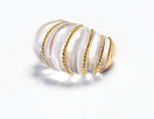 Vintage Rock Crystal Dome Cocktail Gold Ring