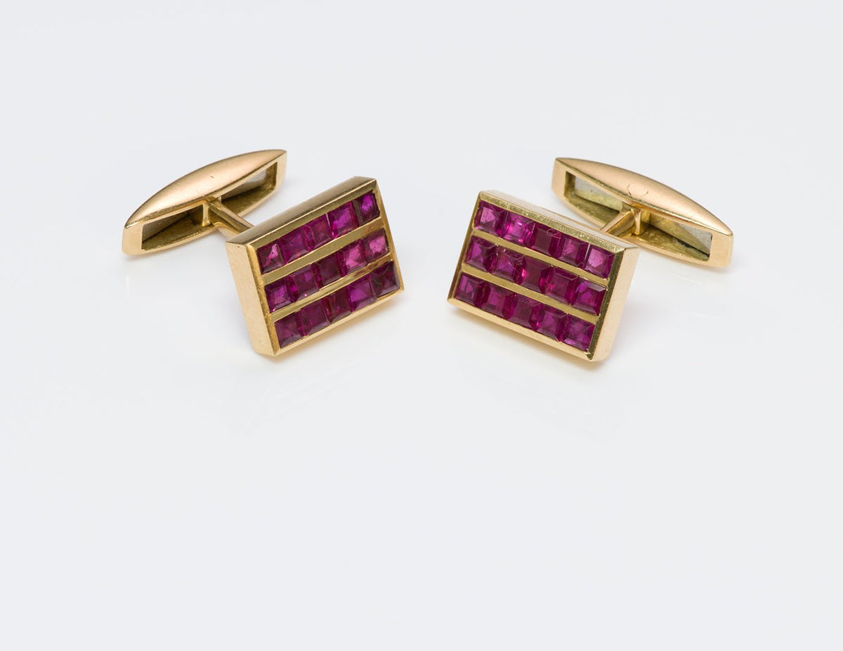 Vintage Ruby 18K Gold Cufflinks