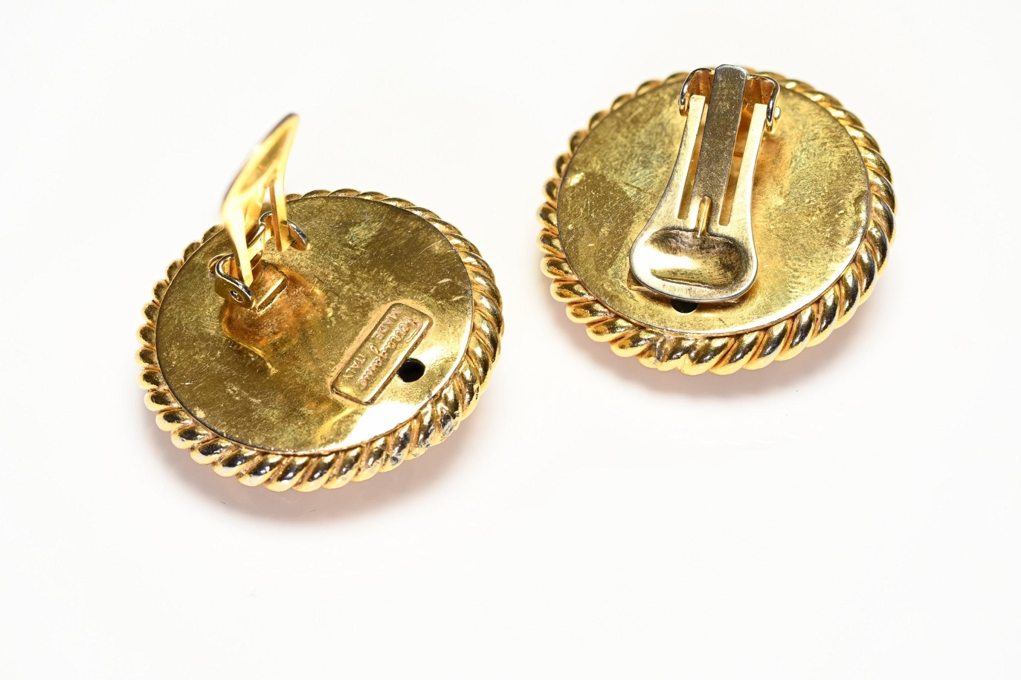 Vintage Salvatore Ferragamo Gold Plated Shoe Motif Dome Earrings