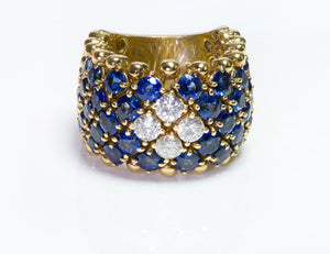 Vintage Sapphire & Diamond 18K Gold Bead Flexible Band Ring
