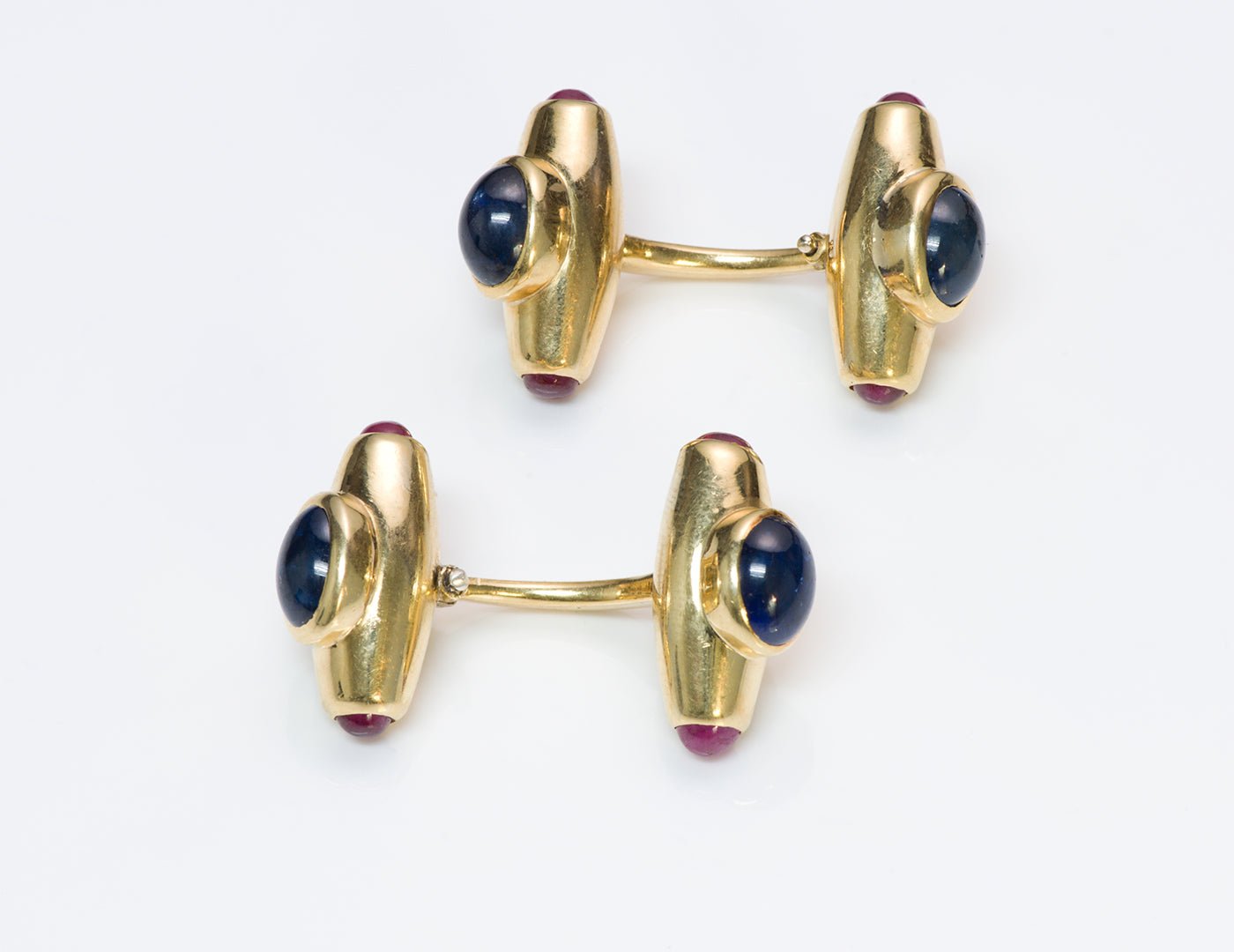 Vintage Sapphire & Ruby 18K Gold Cufflinks