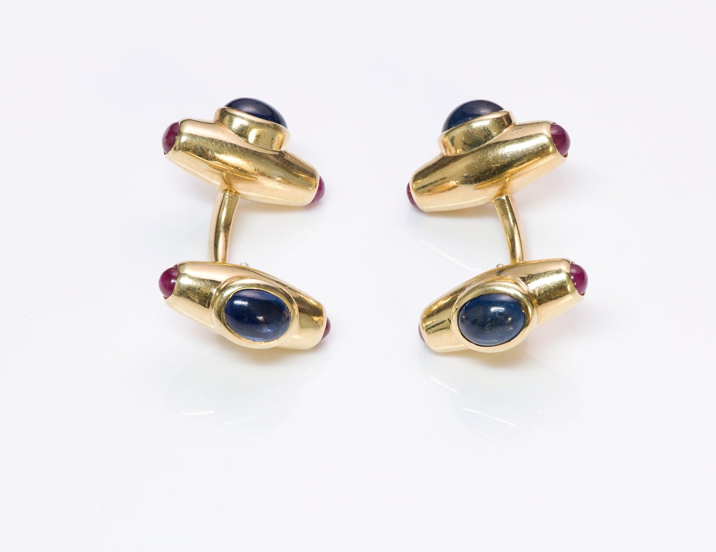 Vintage Sapphire & Ruby 18K Gold Cufflinks