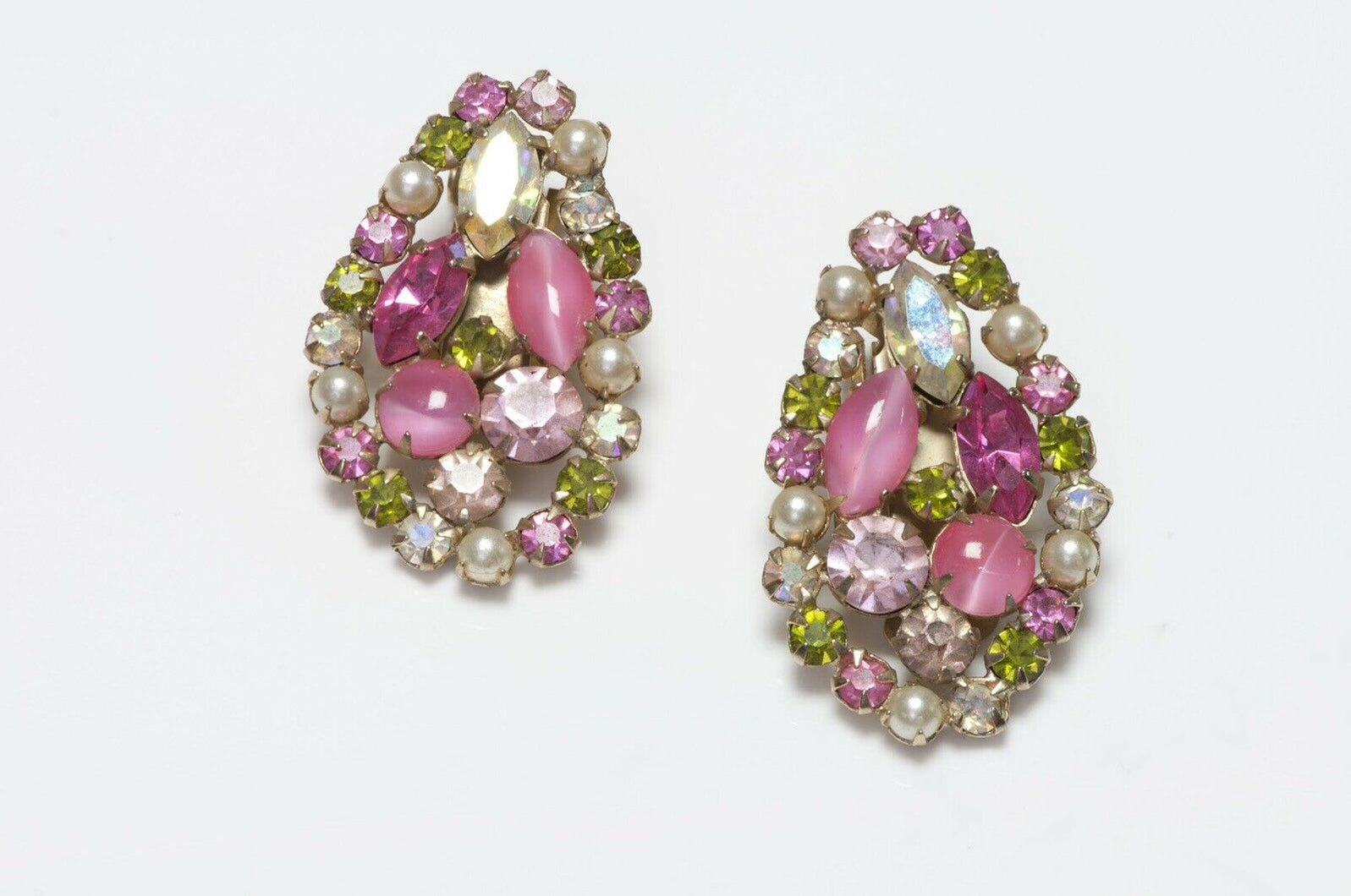 Vintage SCHREINER New York Crystal Pearl Earrings