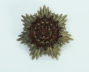 Vintage Seaman Schepps Garnet Silver Starburst Brooch