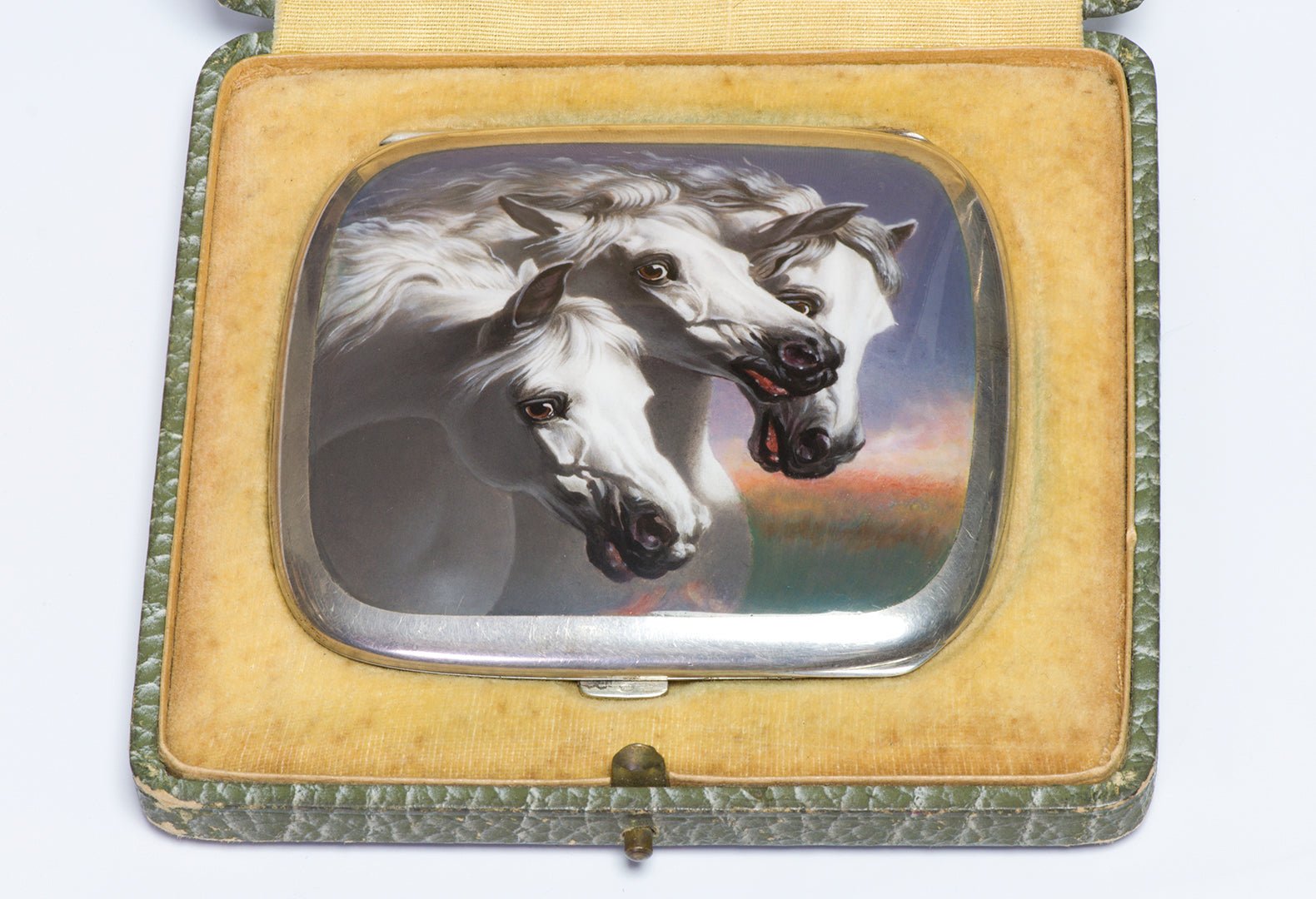 Vintage Silver Enamel "Pharaoh's Horses" Cigarette Case