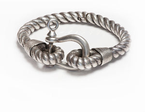 French Vintage Sterling Silver Rope Bracelet – Nautical Shackle Design