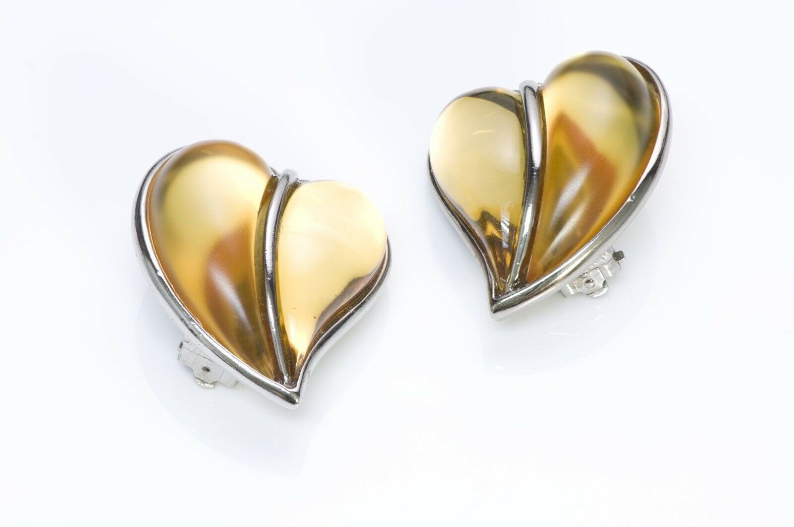 Vintage Sonia Rykiel Paris Glass Heart Earrings