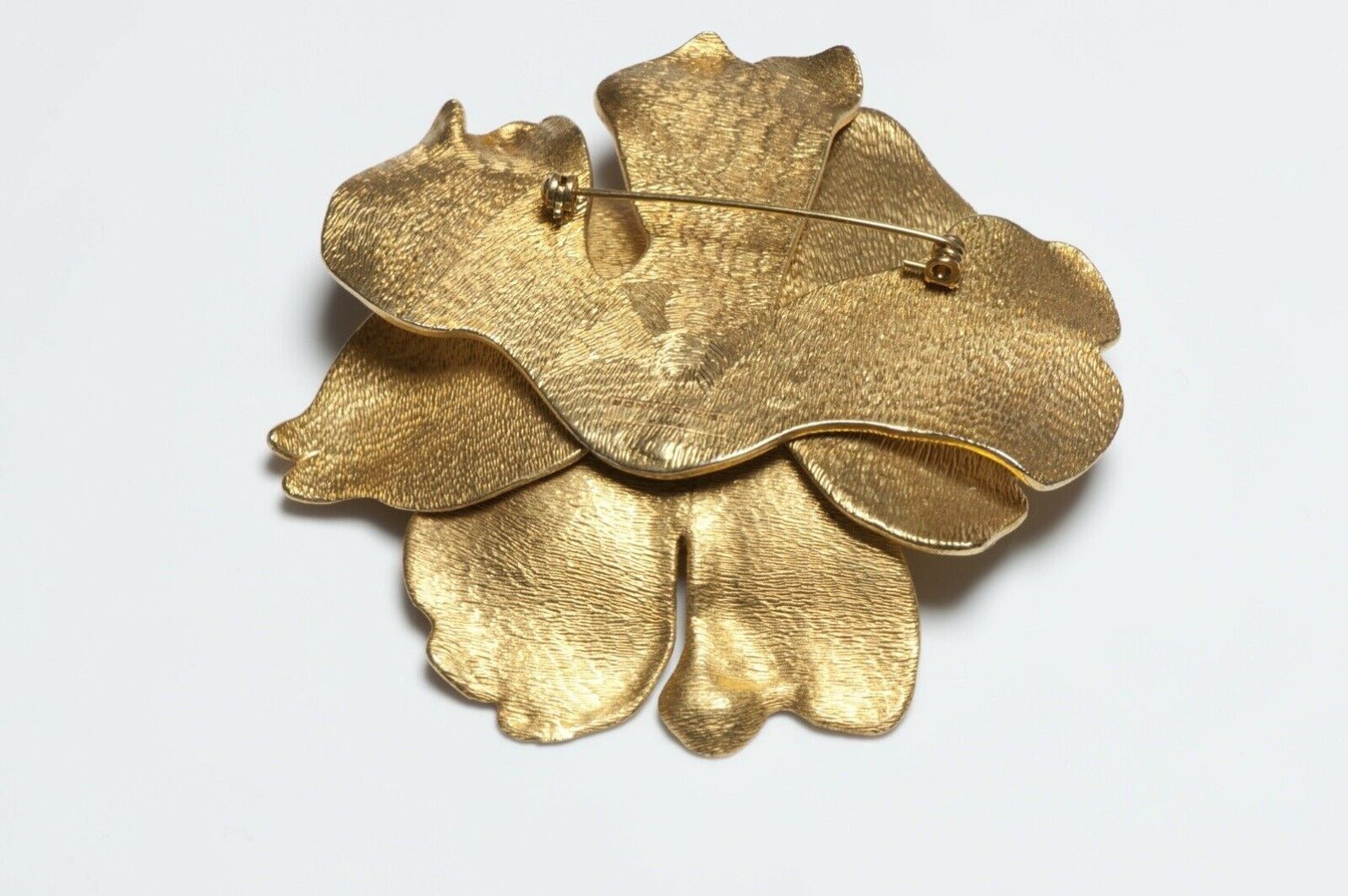 Vintage Sonia Rykiel Paris Large Gold Plated Crystal Flower Brooch