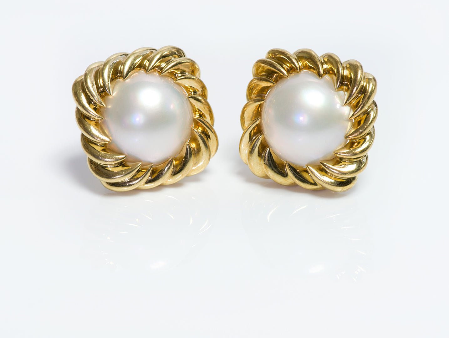 Vintage Tiffany & Co. 18K Gold Mabe Pearl Earrings