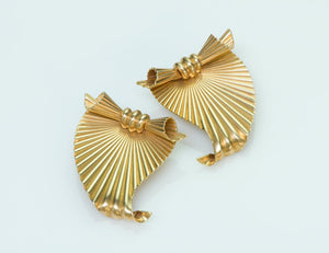 Vintage Tiffany & Co. by George Schuler 14K Yellow Gold Fluted Clips