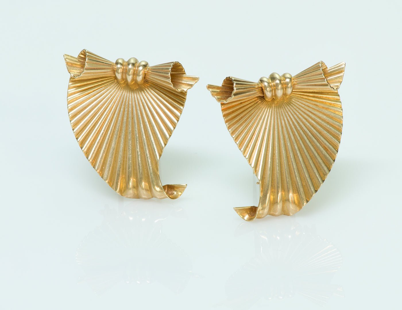 Vintage Tiffany & Co. by George Schuler 14K Yellow Gold Fluted Clips