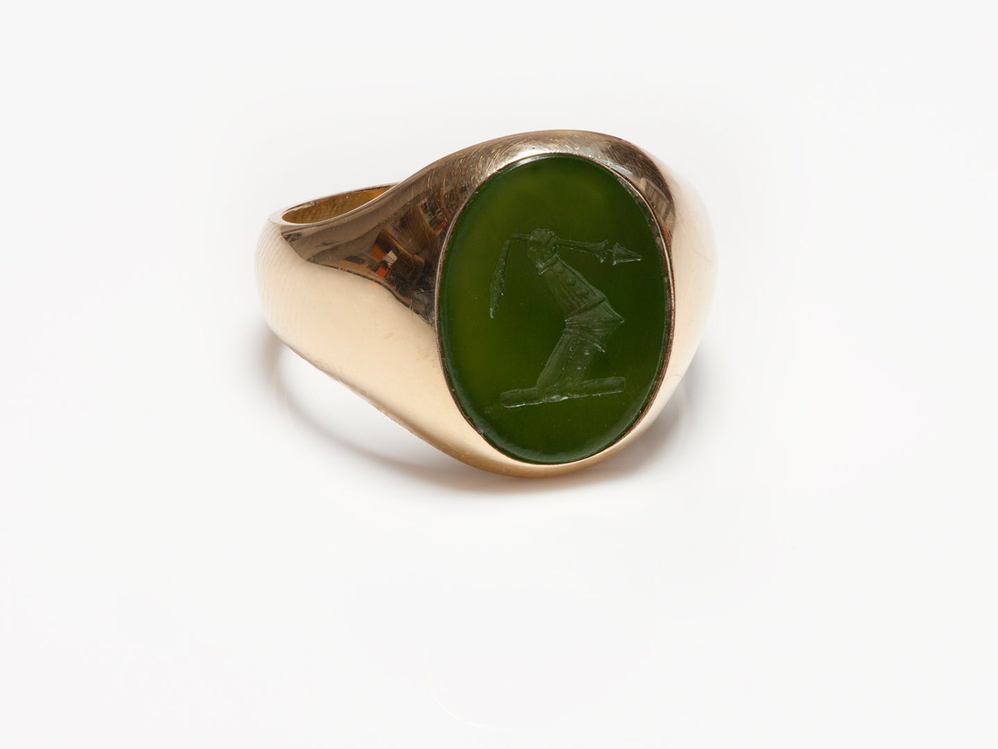 Vintage Tiffany & Co. Gold Crest Jade Men's Ring