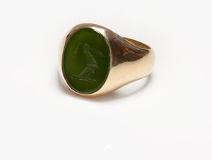 Vintage Tiffany & Co. Gold Crest Jade Men's Ring