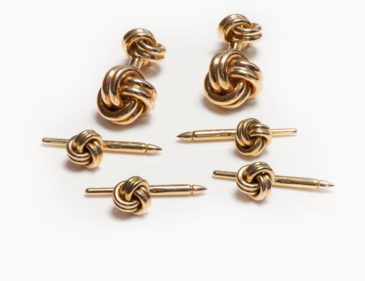 Vintage Tiffany & Co. Gold Knot Cufflink with 4 Stud Set