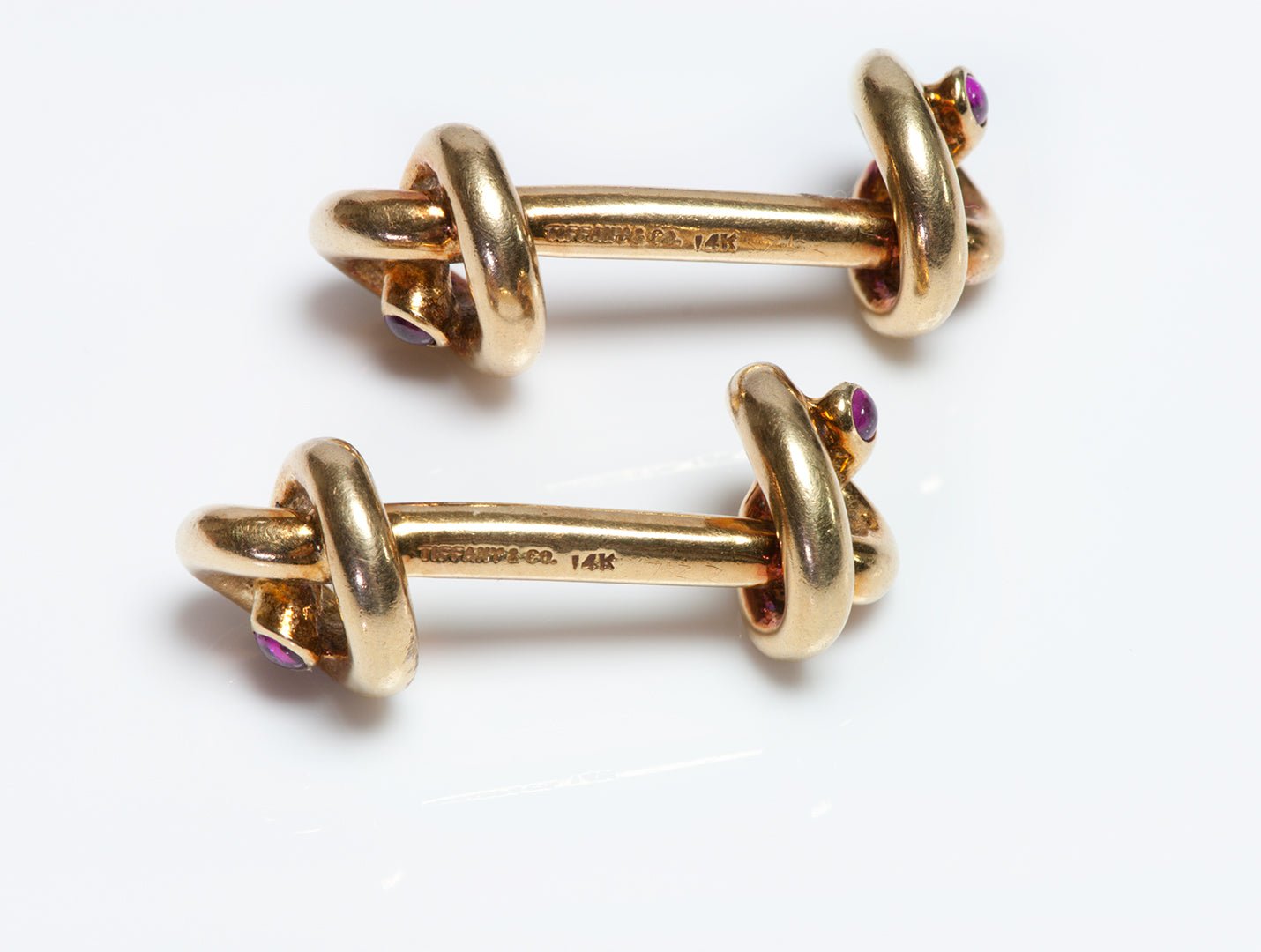 Vintage Tiffany & Co. Gold Ruby Knot Cufflinks