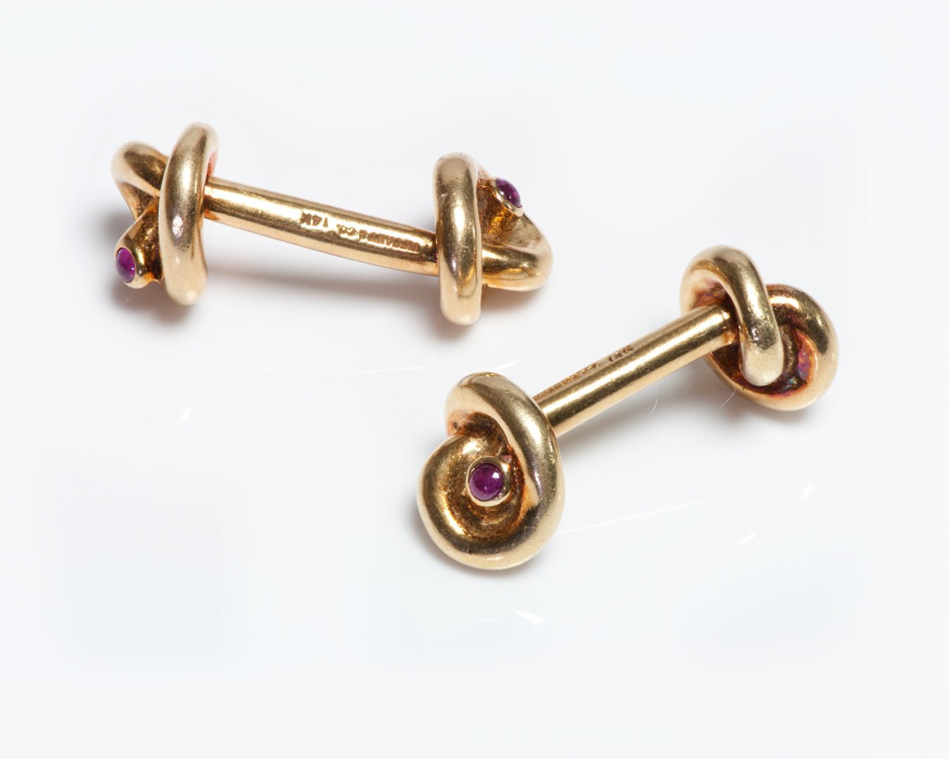 Vintage Tiffany & Co. Gold Ruby Knot Cufflinks