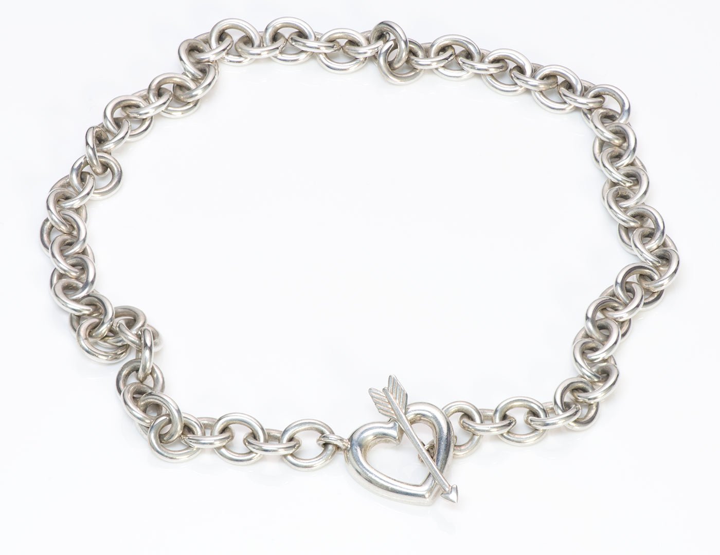 Vintage Tiffany & Co. Heart Arrow Toggle Silver Necklace