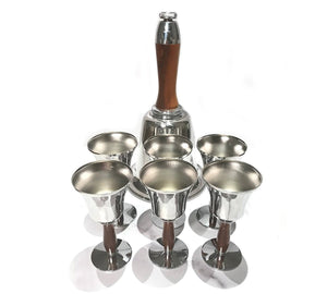 Vintage Town Crier Bell Shaker and 6 Bell Cups