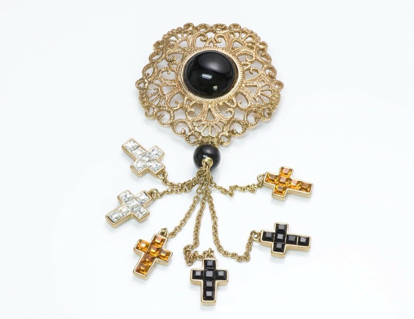 Vintage Valentino Garavani Crystal Cross Brooch