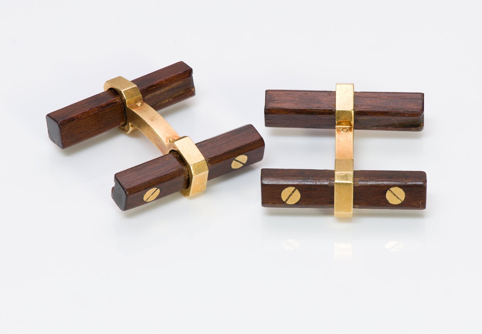 Vintage Wood Gold Bar Cufflinks