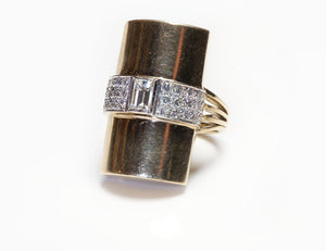 Vintage Yellow Gold Diamond Barrel Ring