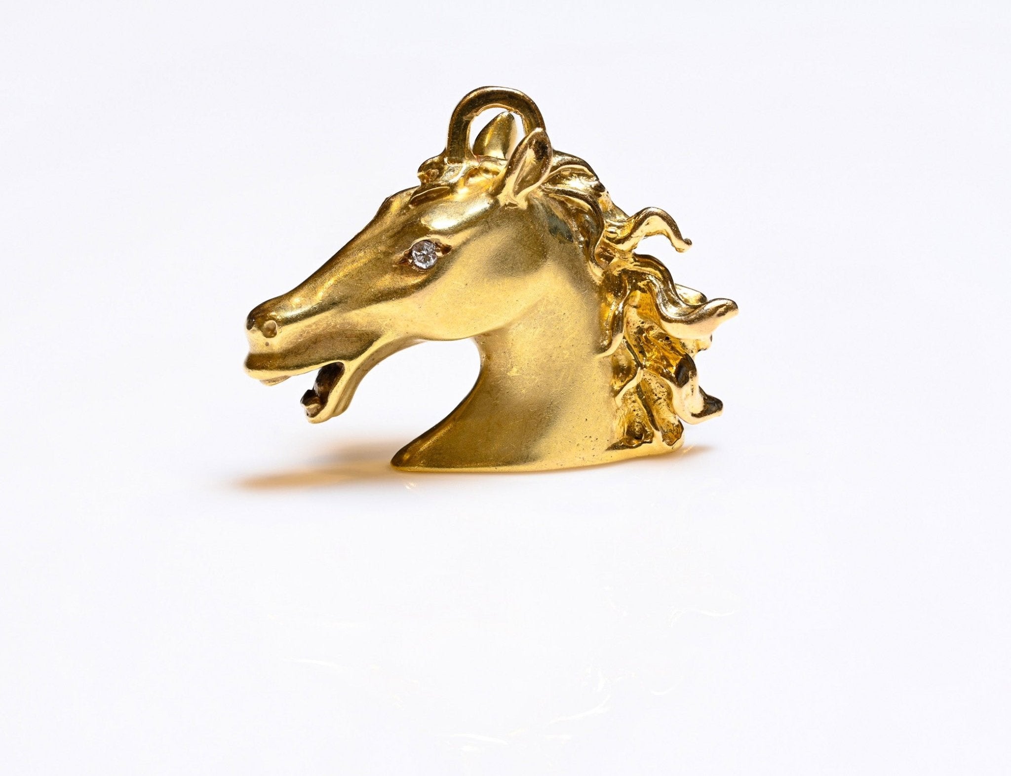 Vintage Yellow Gold Diamond Horse Pendant Brooch