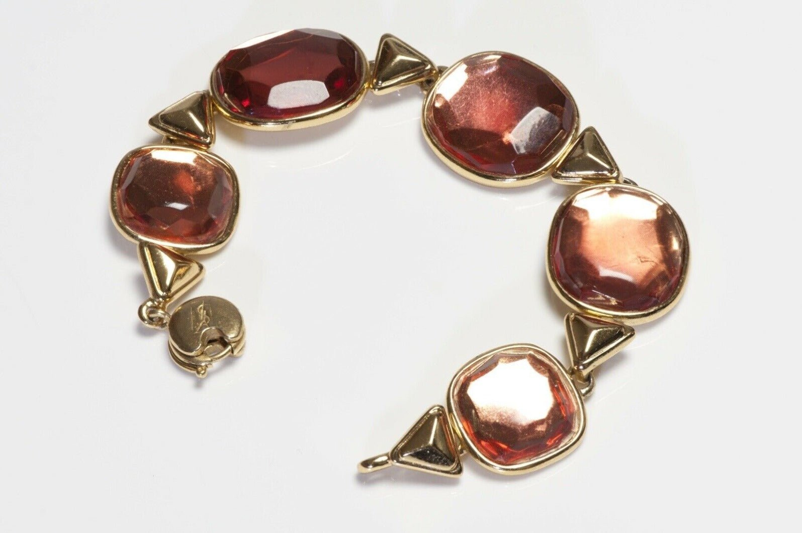 Vintage Yves Saint Laurent Paris Faux Amber Crystal Bracelet
