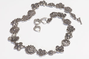 Vintage Yves Saint Laurent Paris YSL Silver Tone Flower Necklace