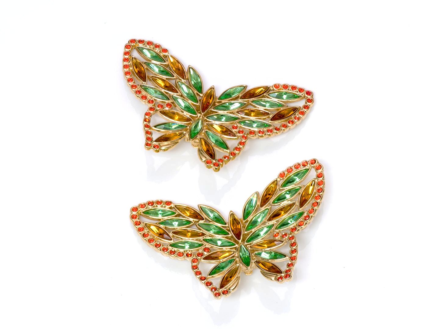 Vintage Yves Saint Laurent YSL Crystal Butterfly Earrings