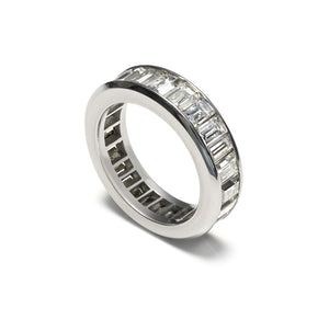Platinum Diamond Baguette Eternity Band Ring, 5.80 Carats