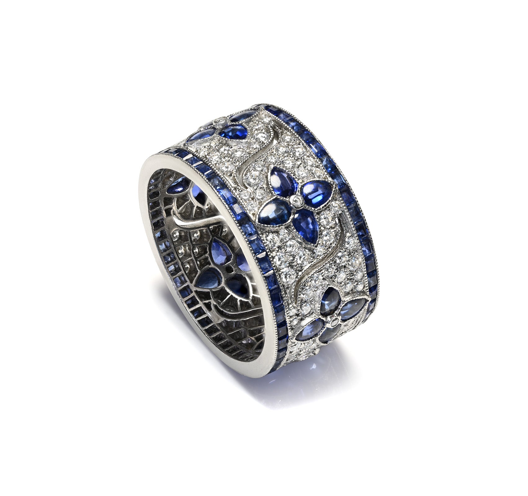 Eternity Band Ring Sapphires Diamonds Vtg