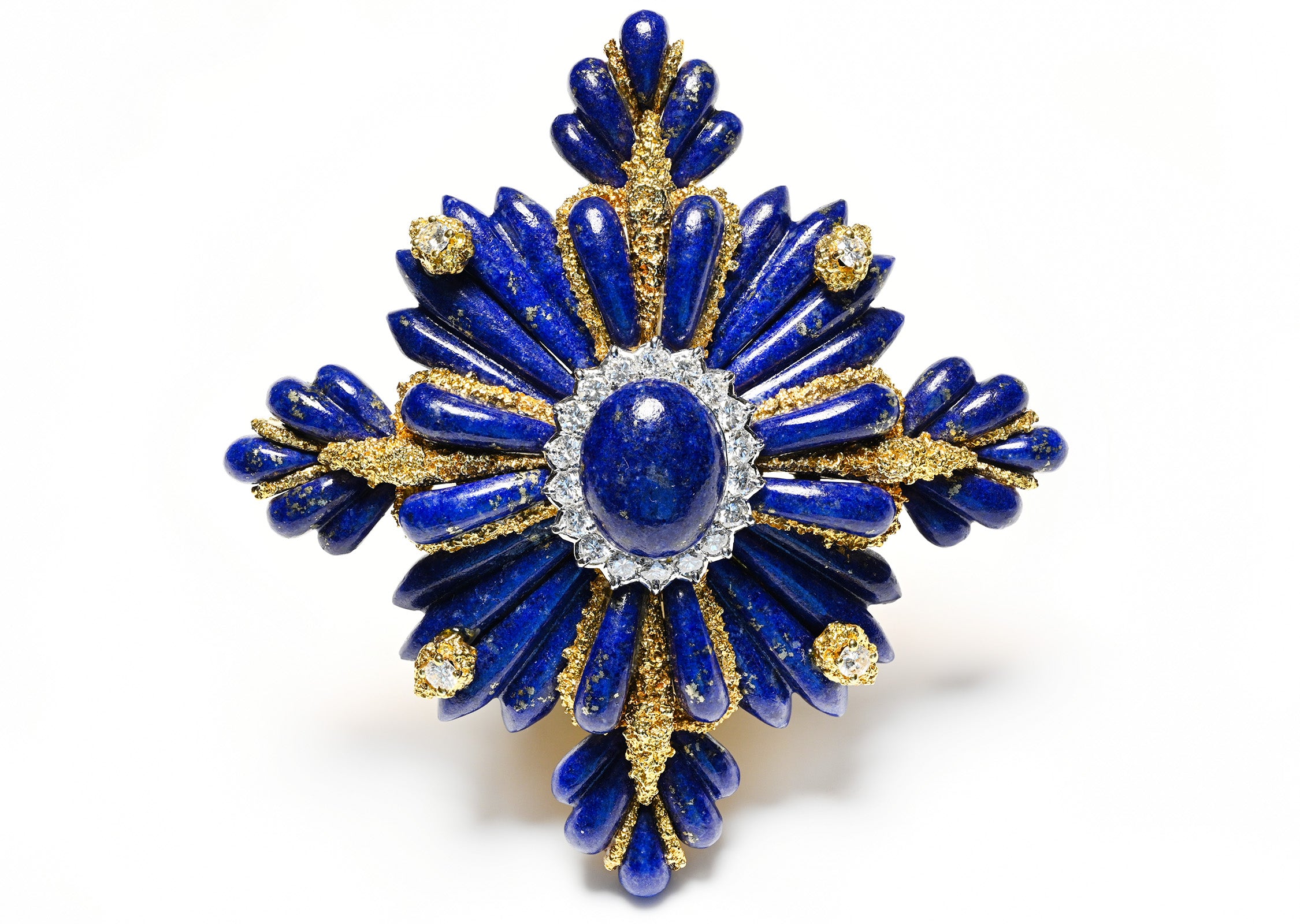 Wander Paris 18K Gold Lapis Diamond Pendant Brooch