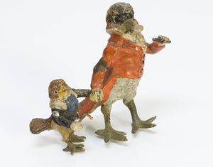 Whimsical Antique Austrian Cold Painted Bronze Birds