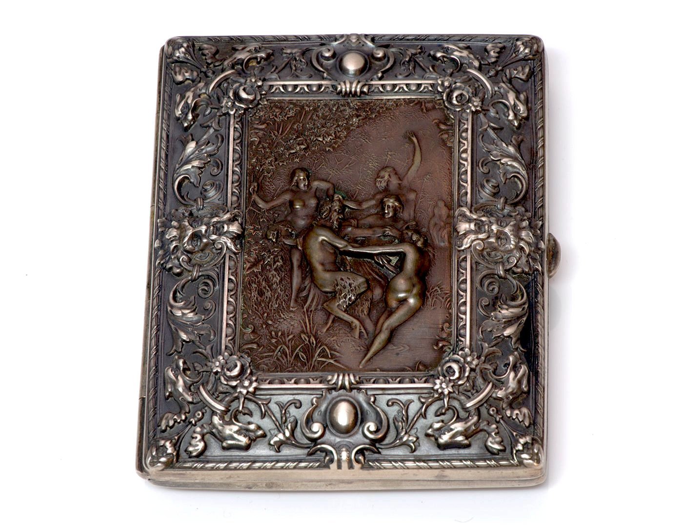 William B. Kerr Repousse Silver Bronze Case